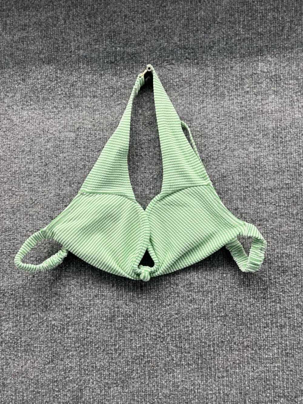 Lilly Pulitzer Bikini Top Womens 8 Green White Stripe Halter Adjustable Swim